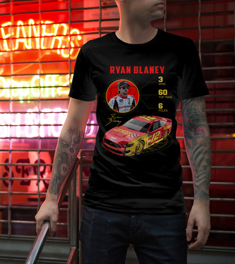 Ryan Blaney 3 Wins 60 Top Tens 6 Poles Mustang T-Shirt