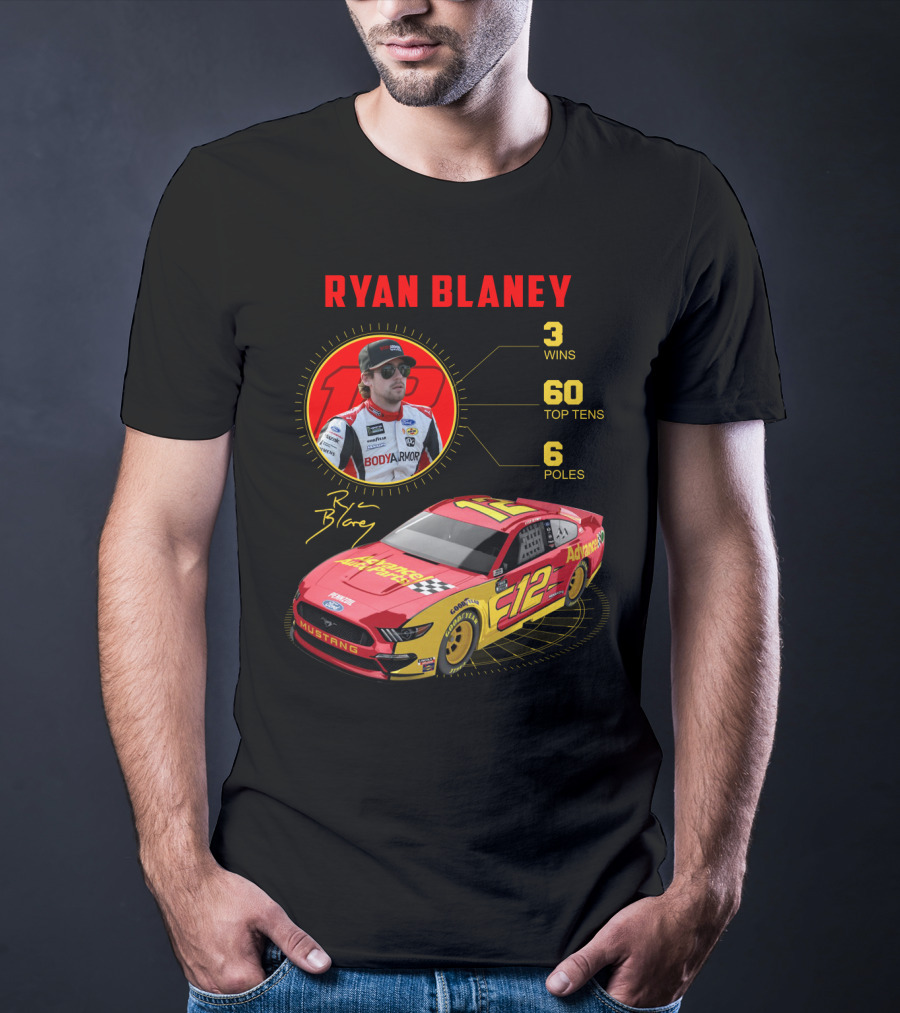 Ryan Blaney 3 Wins 60 Top Tens 6 Poles Mustang T-Shirt