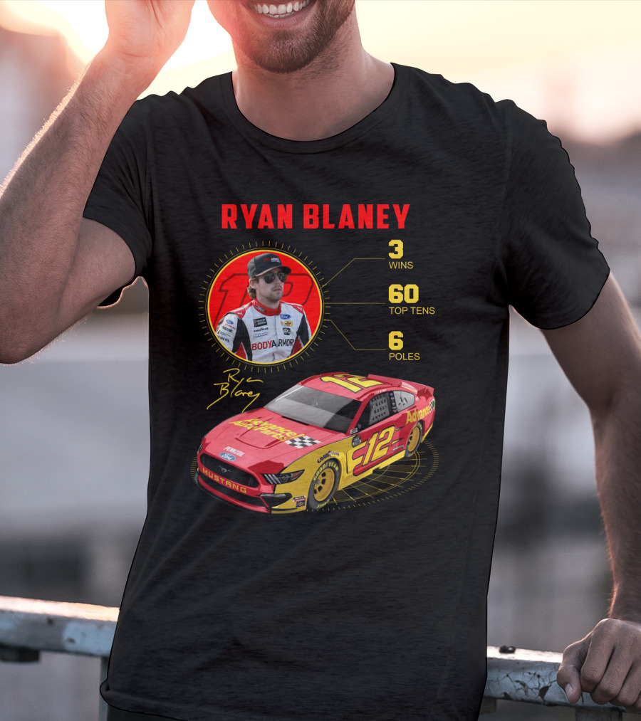 Ryan Blaney 3 Wins 60 Top Tens 6 Poles Mustang T-Shirt