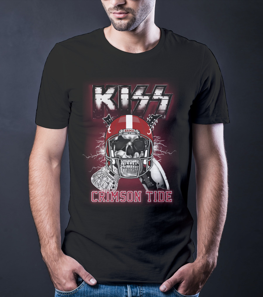 Kiss Bama Crimson Tide Football Skull Helmet T-Shirt
