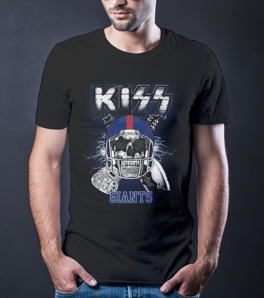 Kiss Giants Skull Helmet Nyg 95 Lightning T-Shirt