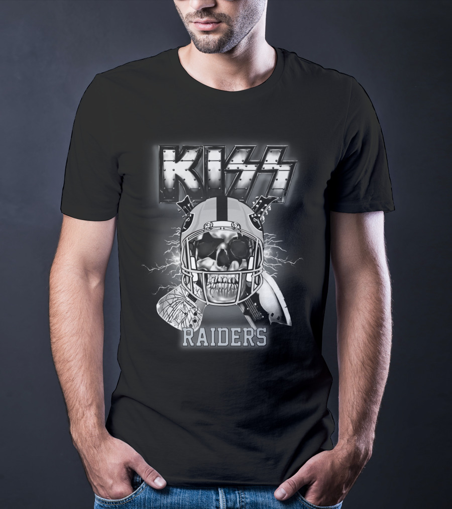 Kiss Raiders Skull Helmet Lightning T-Shirt