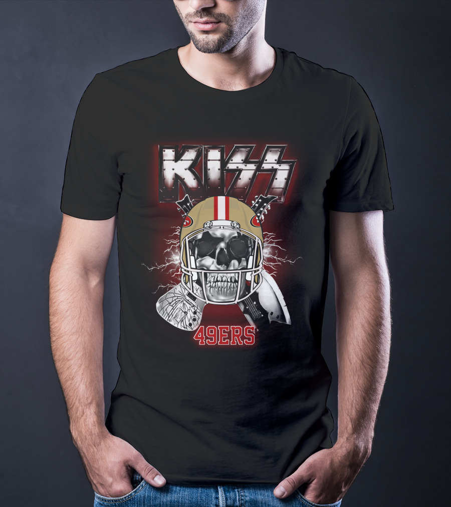 Kiss Sf 49ers Skull Helmet Electric T-Shirt