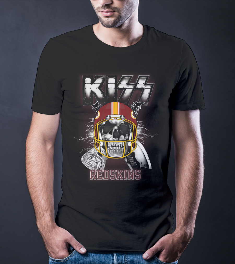 Kiss Redskins Skull Helmet T-Shirt