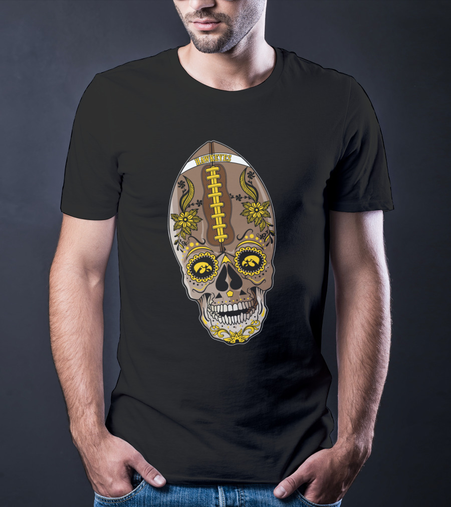 Hawkeyes Football Sugar Skull T-Shirt