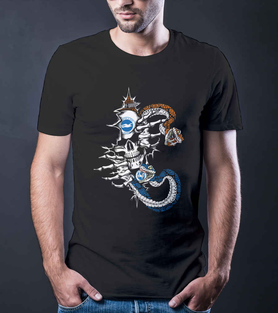 Skull With Snakes And Seagulls T-Shirt
