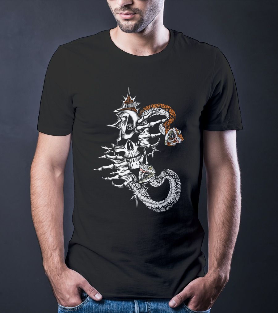 Scf Harley Davidson Skull Snake T-Shirt