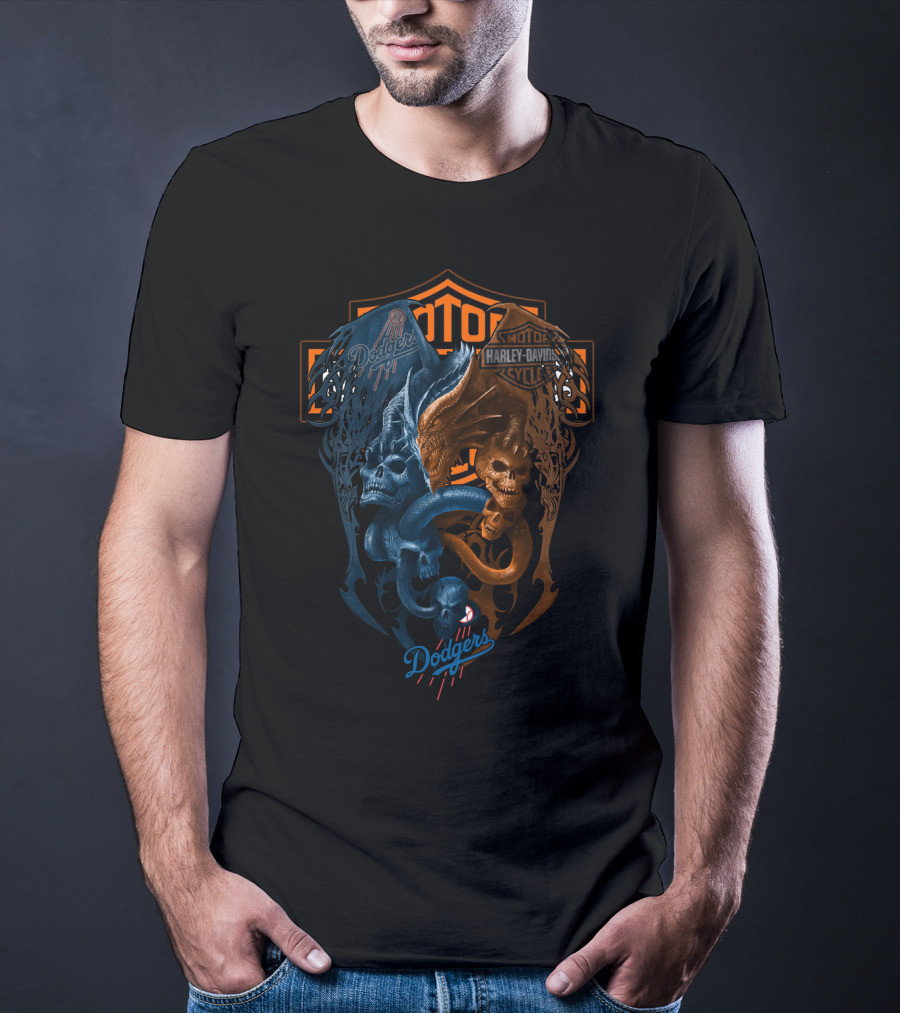 Mlb Lad Dodgers Harley Davidson Motorcycles T-Shirt