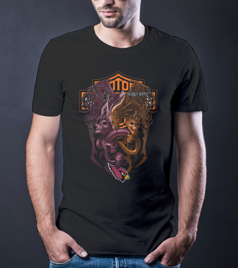 Cardinals Harley Davidson Nfl Ac Skulls And Serpents T-Shirt