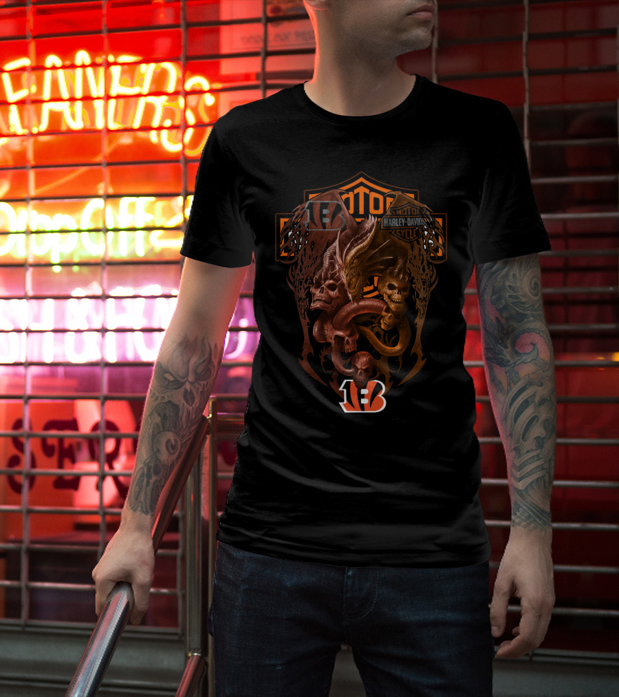 Motor Harley Davidson Cycles 108 Nfl Cb2 Cincinnati Bengals T-Shirt
