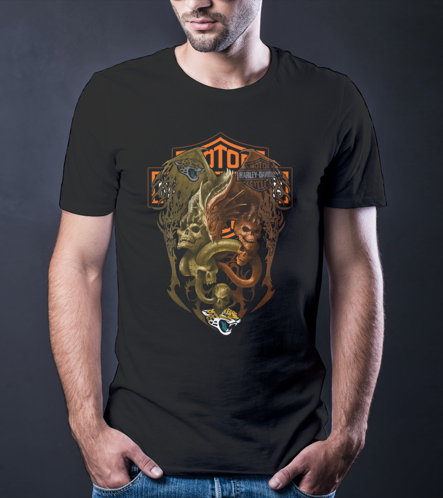 Nfl Jj Harley Davidson Jaguars Skulls Serpent T-Shirt