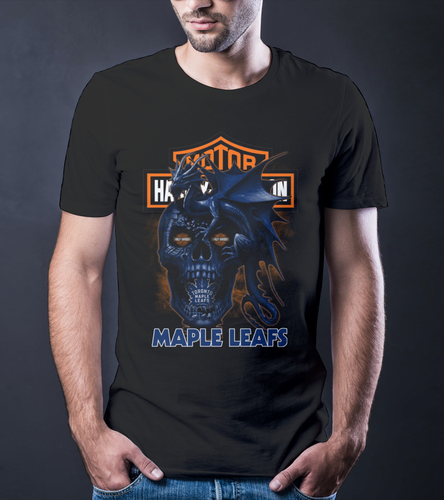 Toronto Maple Leafs Harley Davidson Dragon Skull T-Shirt