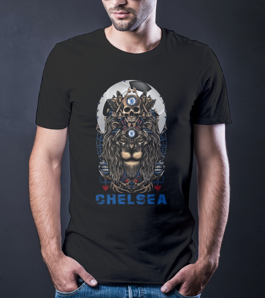 Chelsea 114 Nha C Lion Skull Soccer T-Shirt