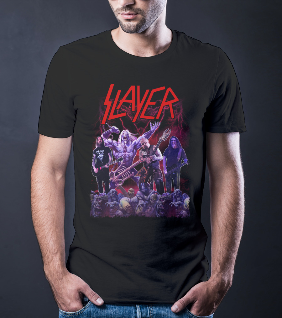 Slayer Band Graphic With Guitarists And Undead Creatures T-Shirt
