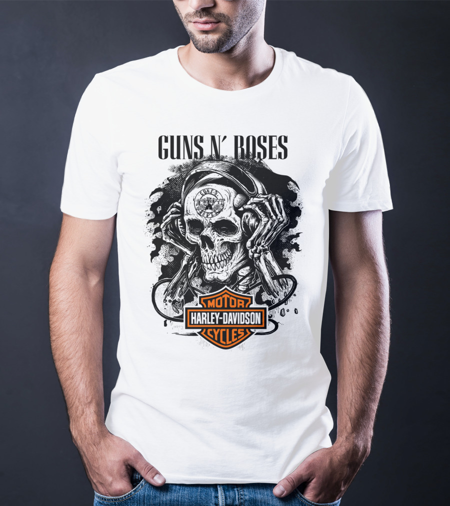 Guns N' Roses Harley Davidson Skull T-Shirt