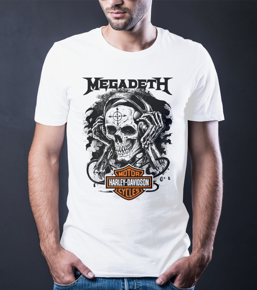 Megadeth Harley Davidson Skeleton Art T-Shirt