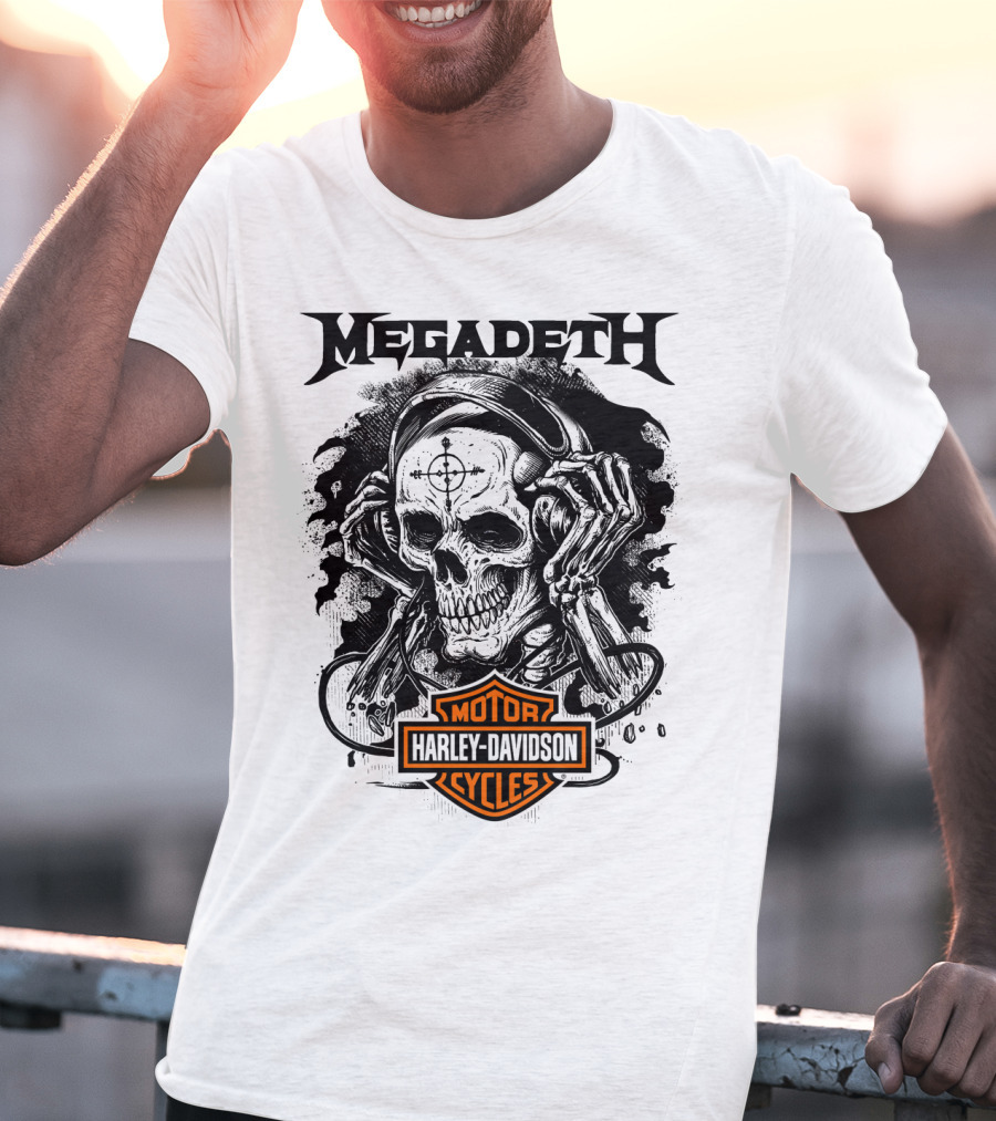 Megadeth Harley Davidson Skeleton Art T-Shirt
