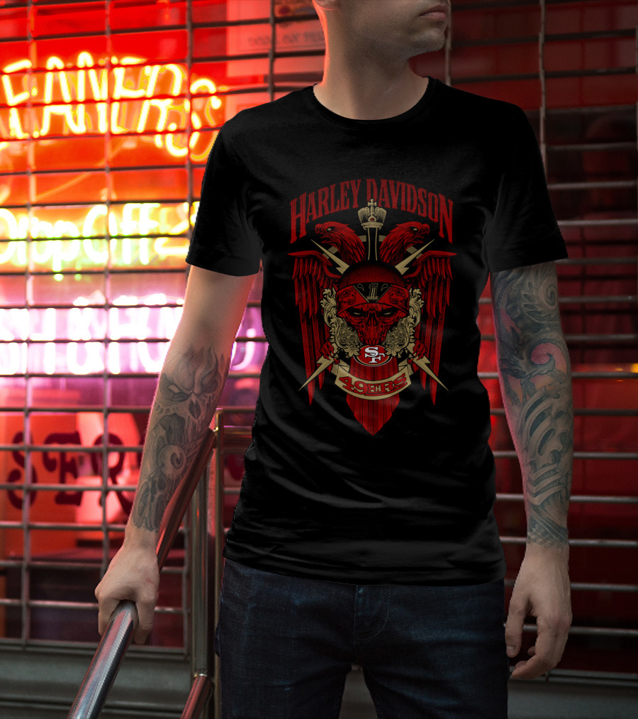 Harley Davidson Nfl 131 San Francisco 49ers Skull T-Shirt