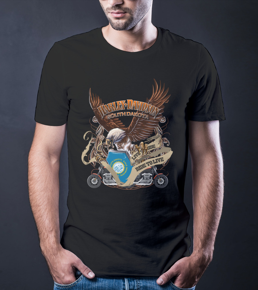 Harley Davidson South Dakota Live To Ride Ride To Live Eagle T-Shirt