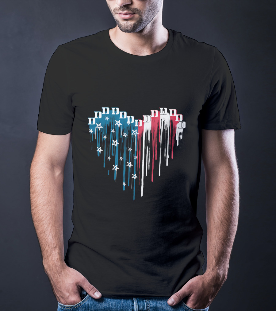 Duke Blue Devils Dripping American Flag Heart T-Shirt