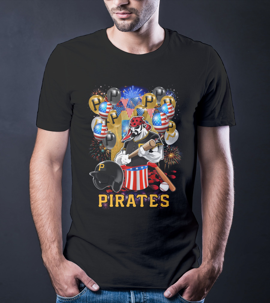 Mlb Pittsburgh Pirates Patriotic Fireworks Baseball Celebration T-Shirt
