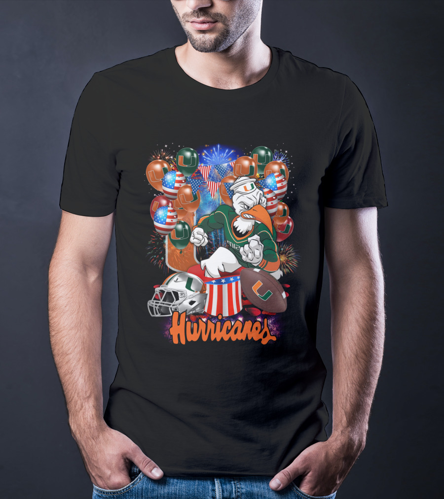 Miami Hurricanes Football Fireworks And Patriotic Celebration T-Shirt