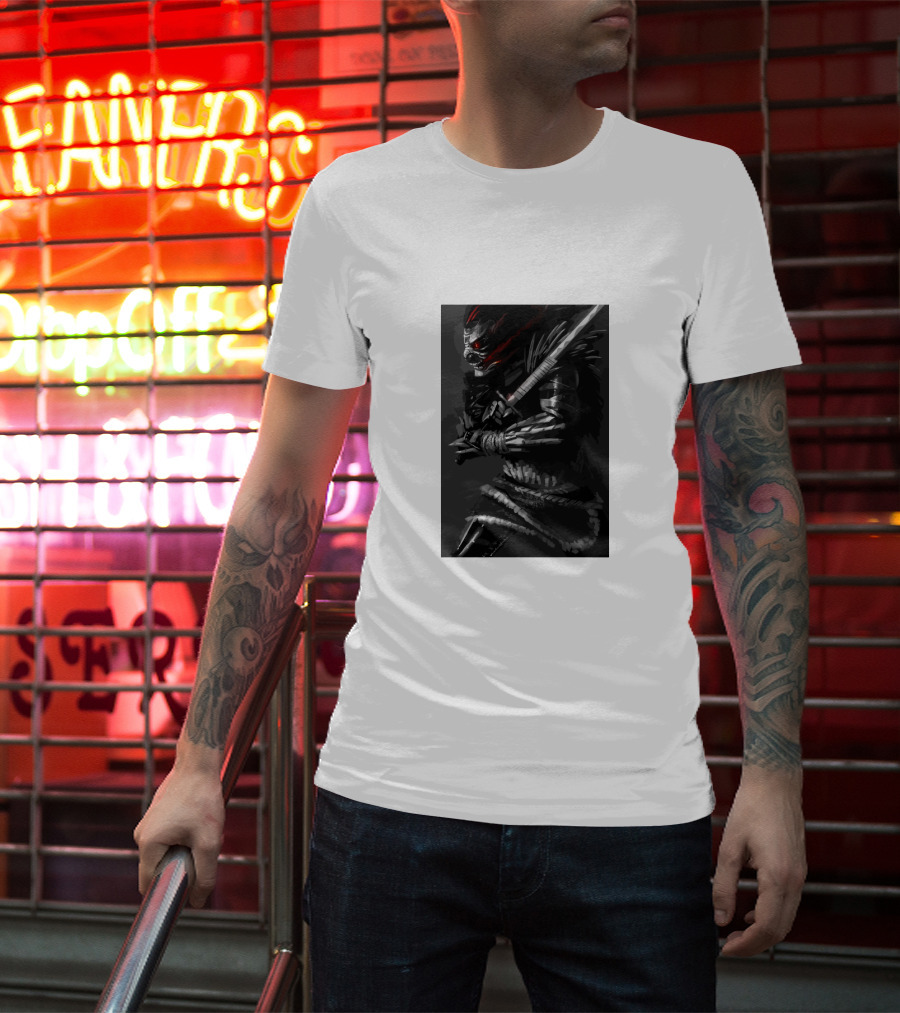 Dark Sword-Wielding Assassin Warrior T-Shirt