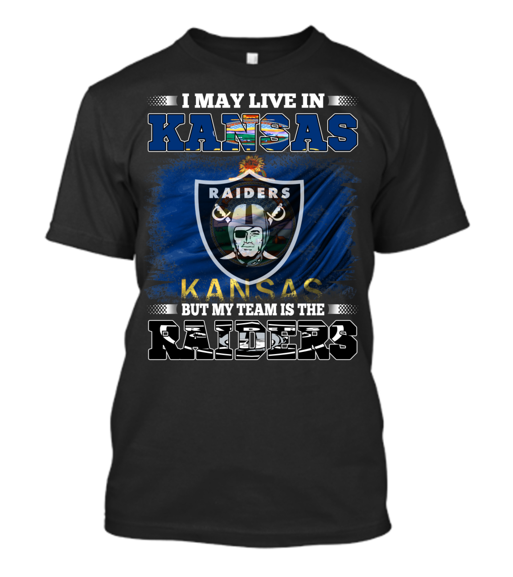 Kansas Resident Loyal To Raiders Team With Iconic Football Emblem T-Shirt