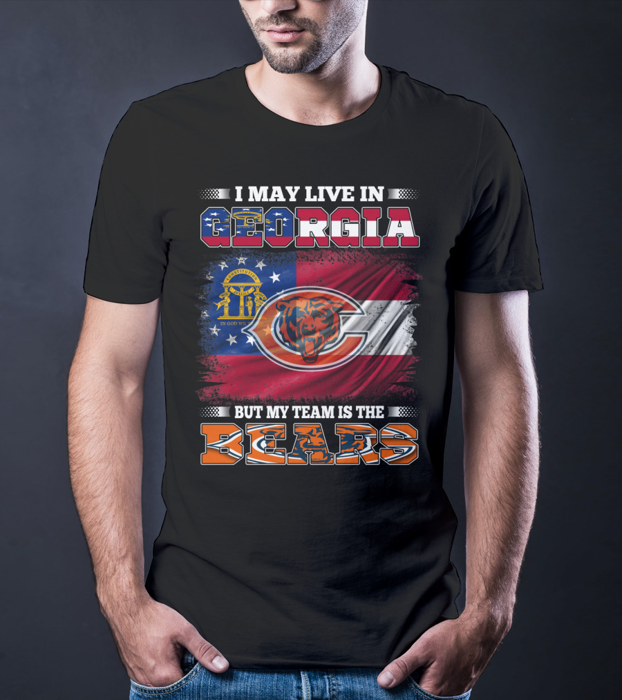 I May Live In Georgia Flag Mix But My Team Is The Bears T-Shirt