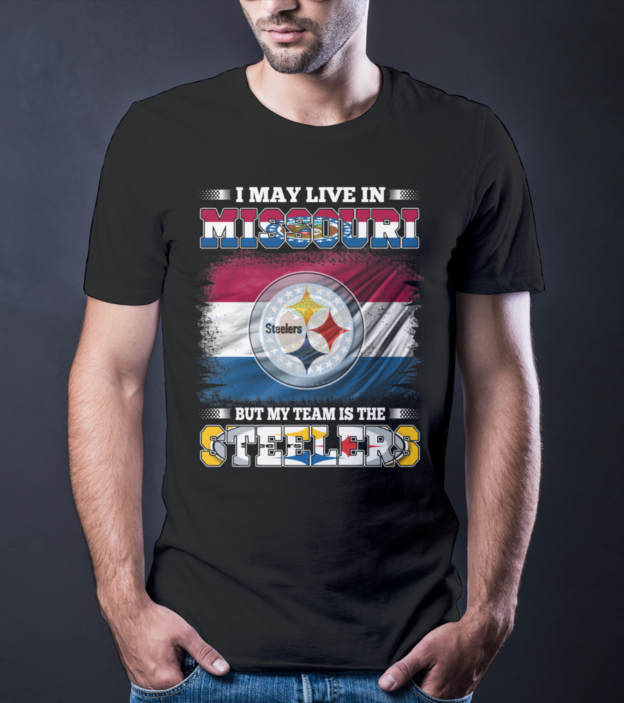 Steelers Fan Living In Missouri With Team Pride Background T-Shirt