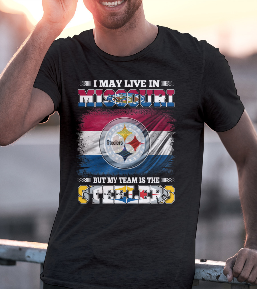 Steelers Fan Living In Missouri With Team Pride Background T-Shirt