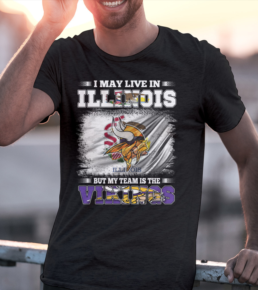 Illinois Loyalty With Vikings Team Pride Flag T-Shirt