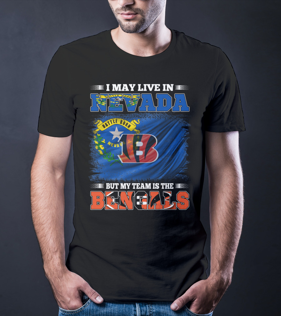 Nevada Pride With Bengals Team Allegiance And Flag T-Shirt