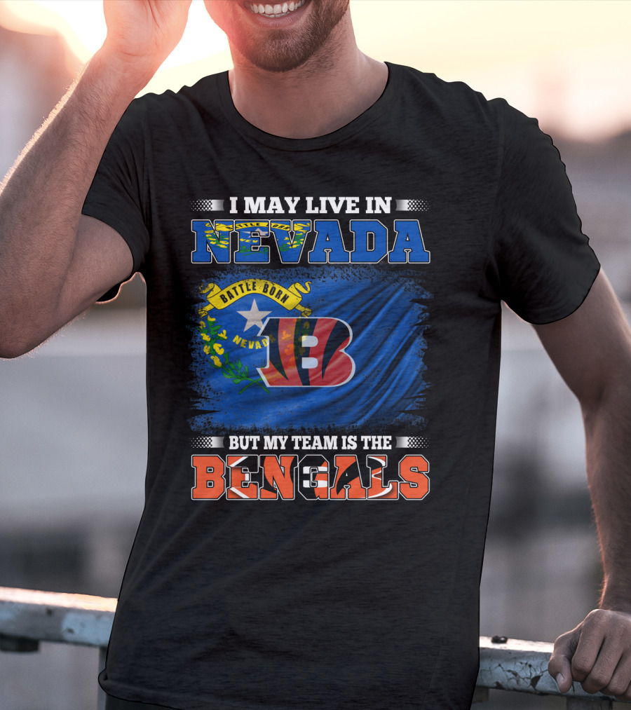 Nevada Pride With Bengals Team Allegiance And Flag T-Shirt