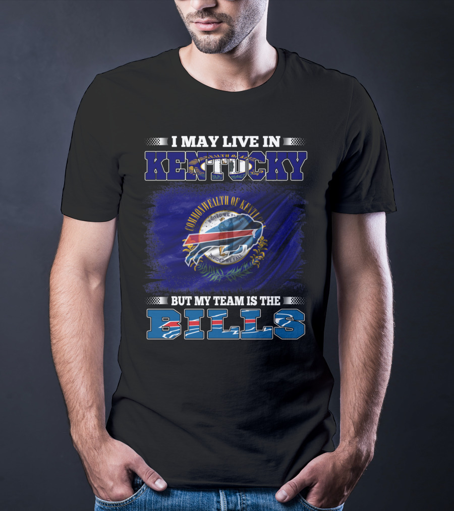 Kentucky Resident Proudly Supports Buffalo Bills With State Flag And Team T-Shirt