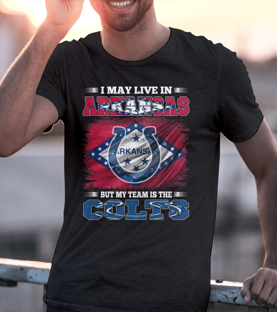 Arkansas State Flag Pride With Colts Team Allegiance T-Shirt