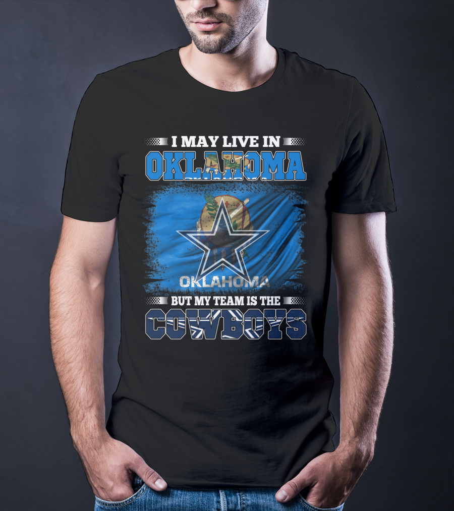 Live In Oklahoma My Team Cowboys Oklahoma Flag Star T-Shirt