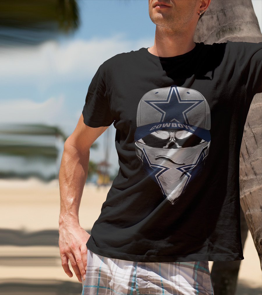 Dallas Cowboys Star Emblem Hat Bandana Skull T-Shirt