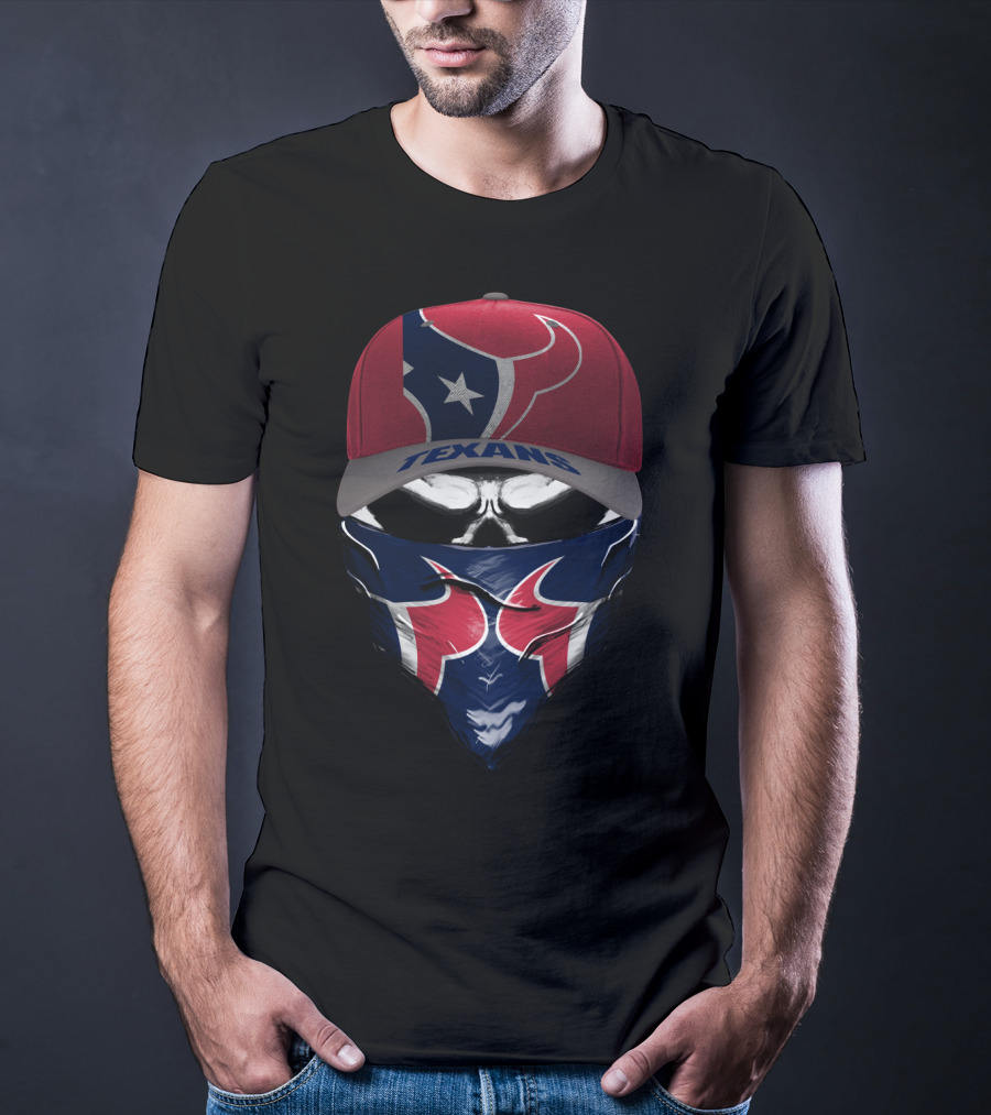 Houston Texans Mask Hat Logo Fan Gear T-Shirt
