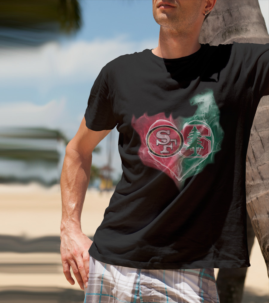 49ers SF Stanford Cardinal Logo Heart T-Shirt