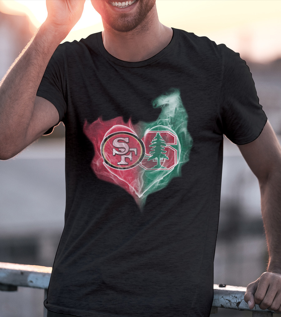 49ers SF Stanford Cardinal Logo Heart T-Shirt