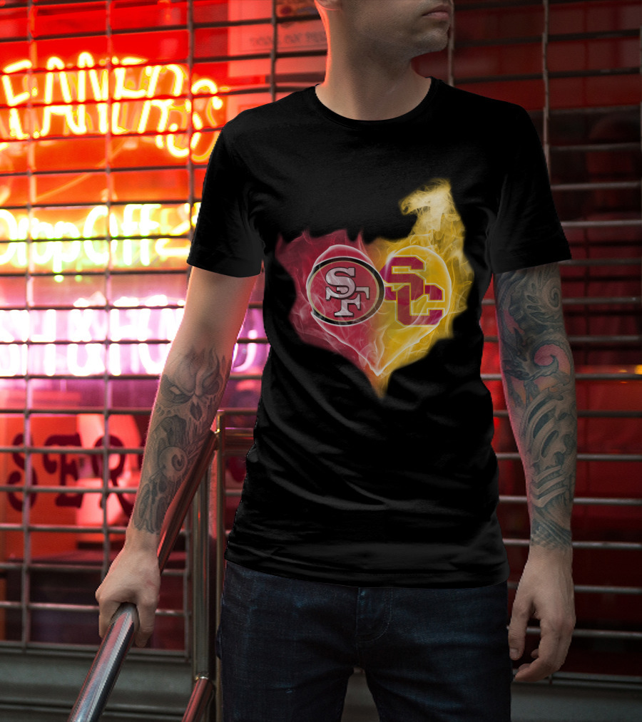 49ers SF USC Trojans Heart Emblem T-Shirt