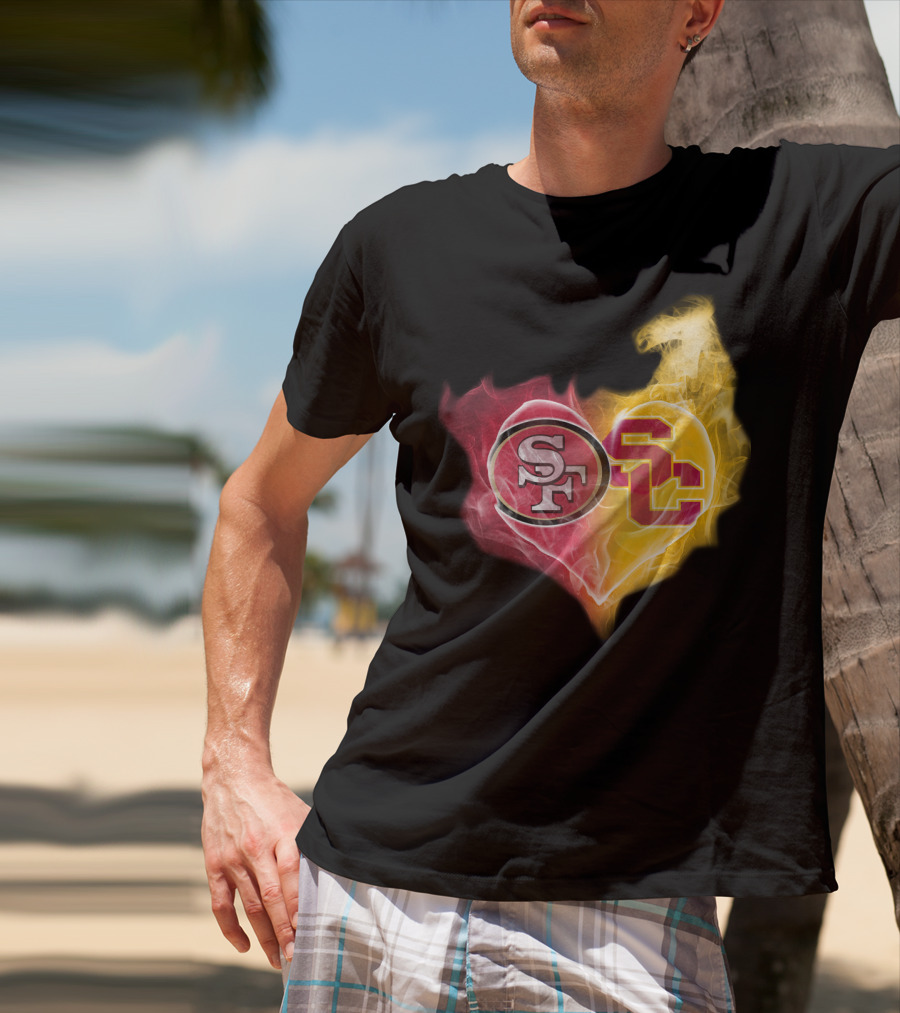 49ers SF USC Trojans Heart Emblem T-Shirt