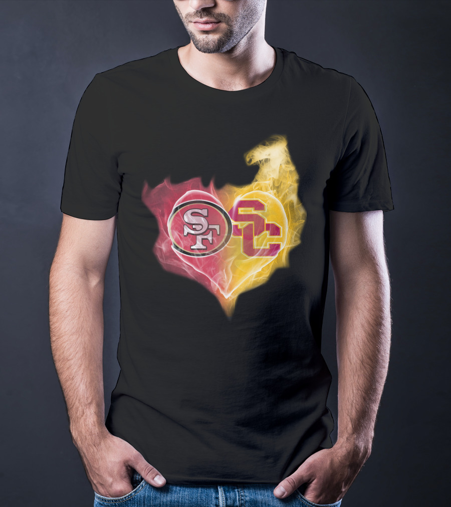 49ers SF USC Trojans Heart Emblem T-Shirt