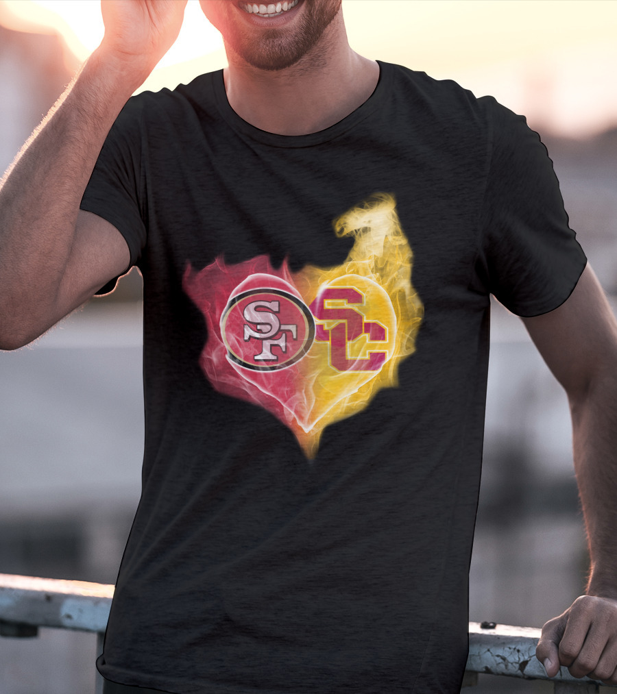 49ers SF USC Trojans Heart Emblem T-Shirt