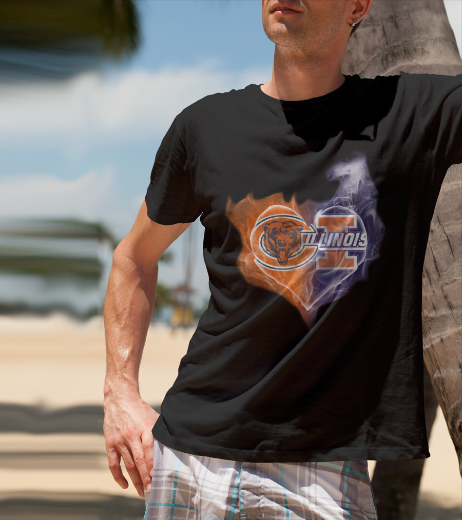 Chicago Bears Illinois Fighting Illini Heart Smoke T-Shirt