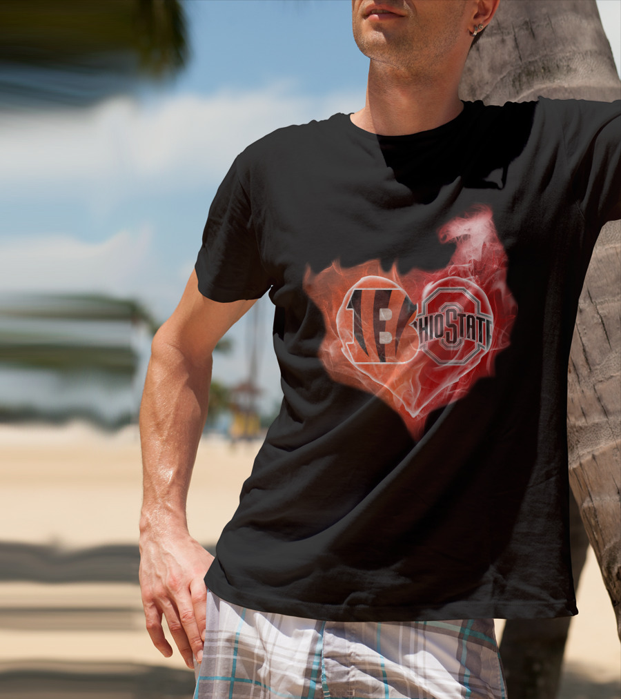 Bengals Ohio State Heart Fusion T-Shirt