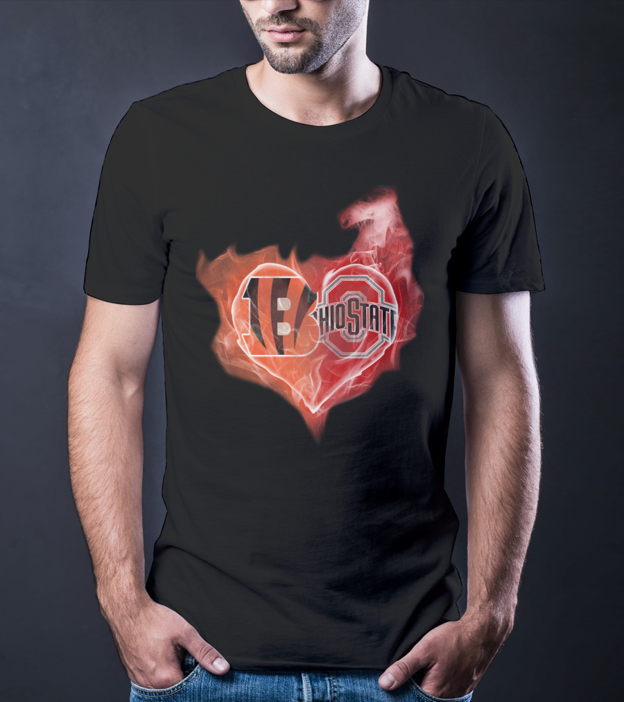 Bengals Ohio State Heart Fusion T-Shirt