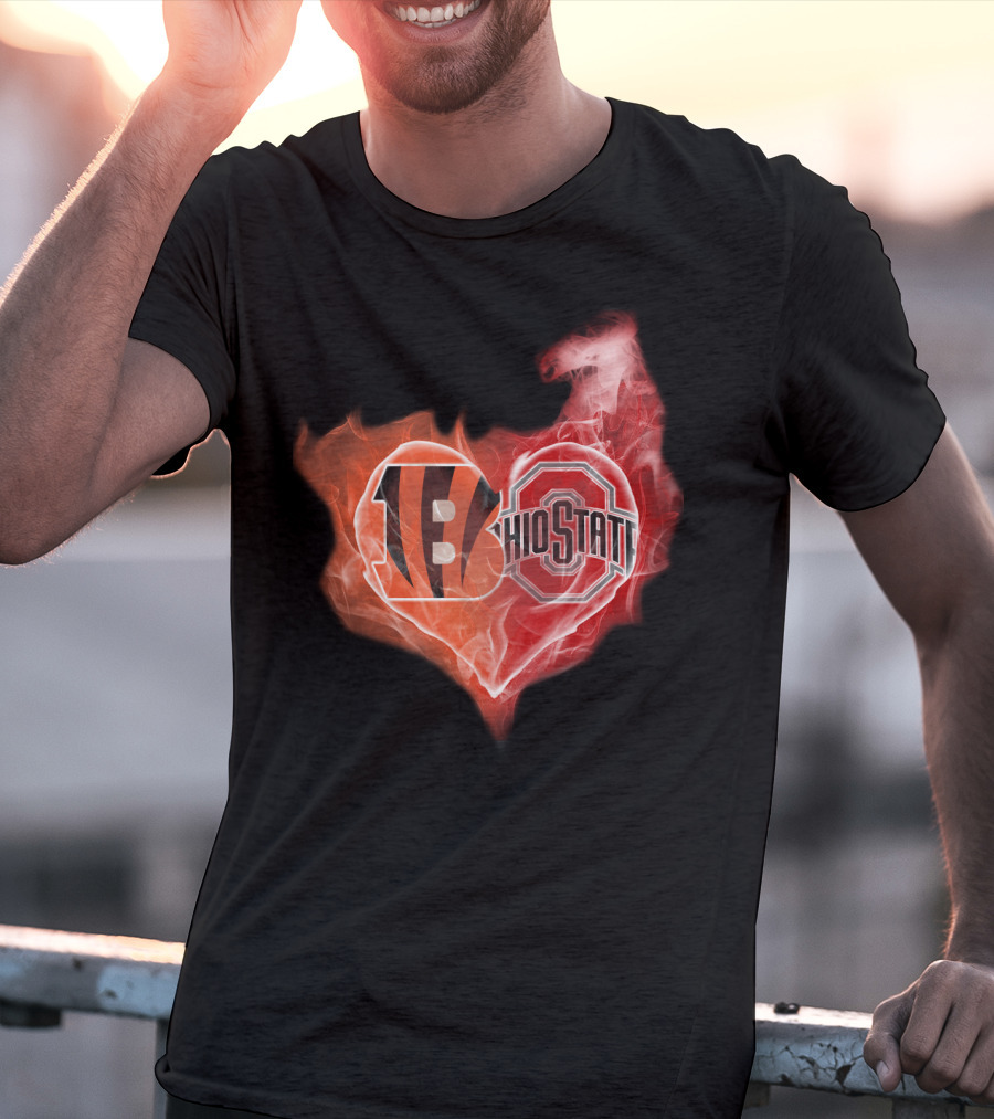Bengals Ohio State Heart Fusion T-Shirt