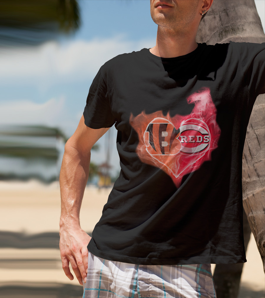 Bengals Reds Cincinnati Heart T-Shirt